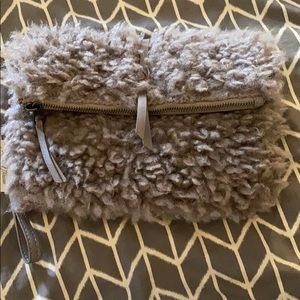 Teddy/Sherpa clutch wristlet NWT
